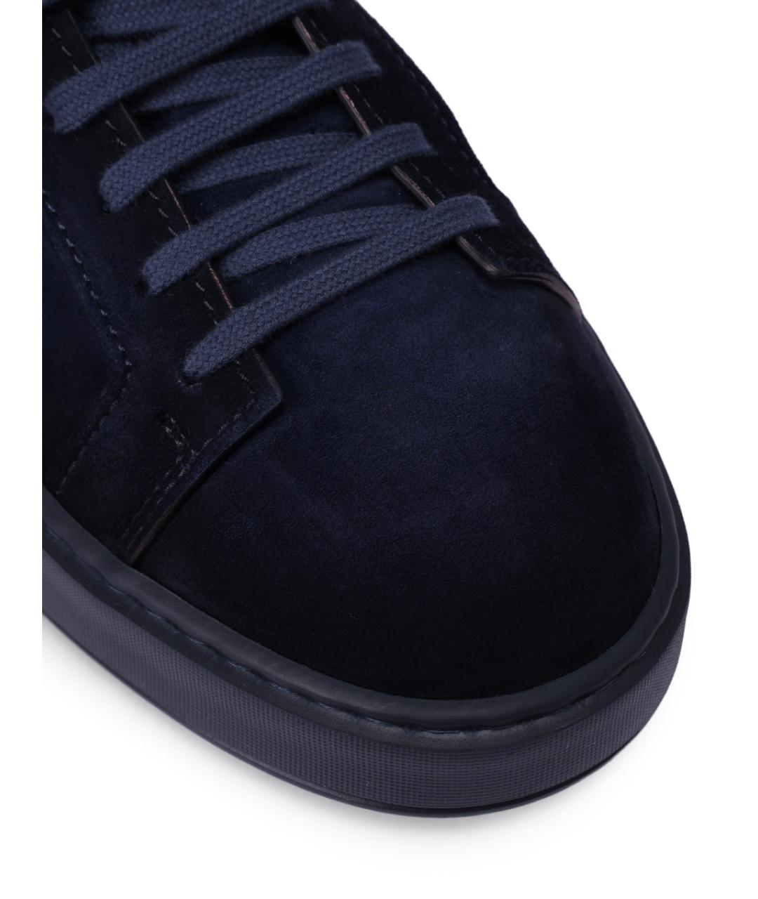 SANTONI Синие замшевые низкие кроссовки / кеды, фото 5