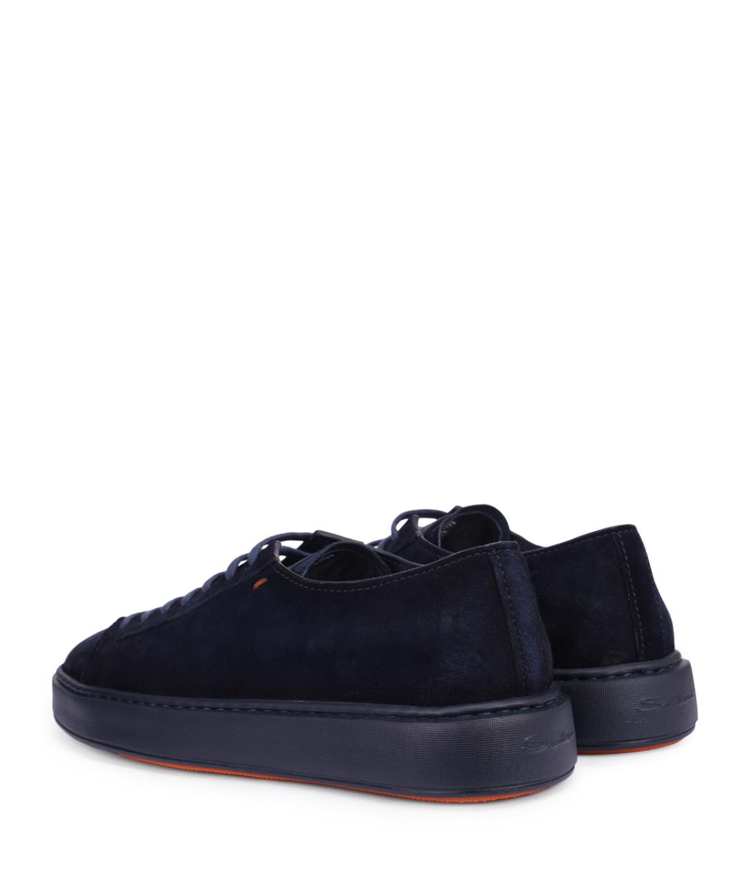 SANTONI Синие замшевые низкие кроссовки / кеды, фото 4