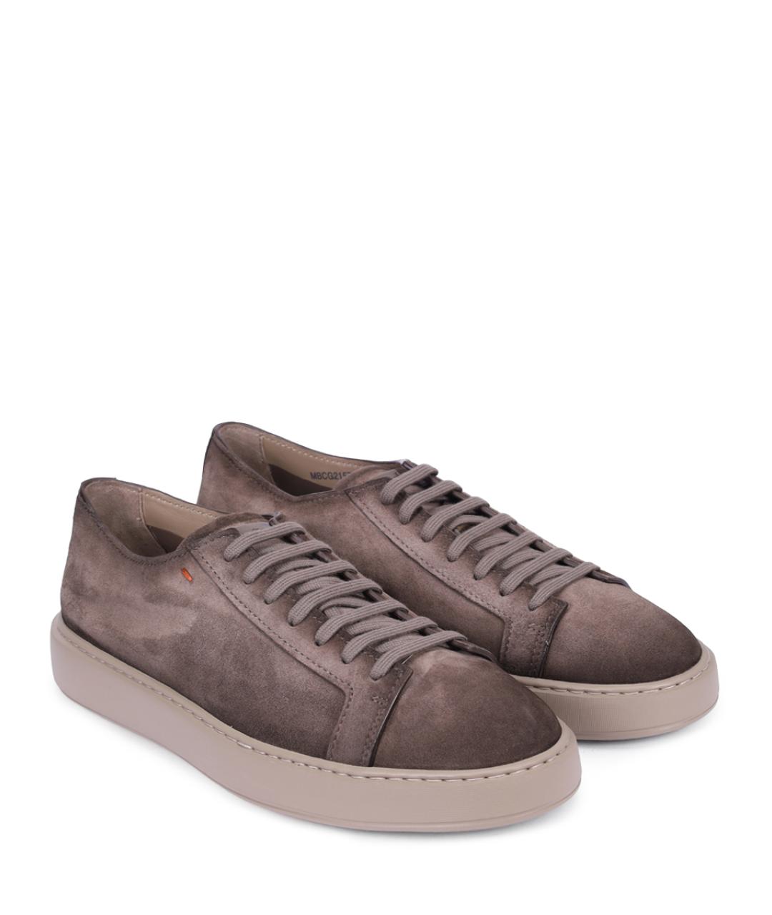 SANTONI Бежевые замшевые низкие кроссовки / кеды, фото 2