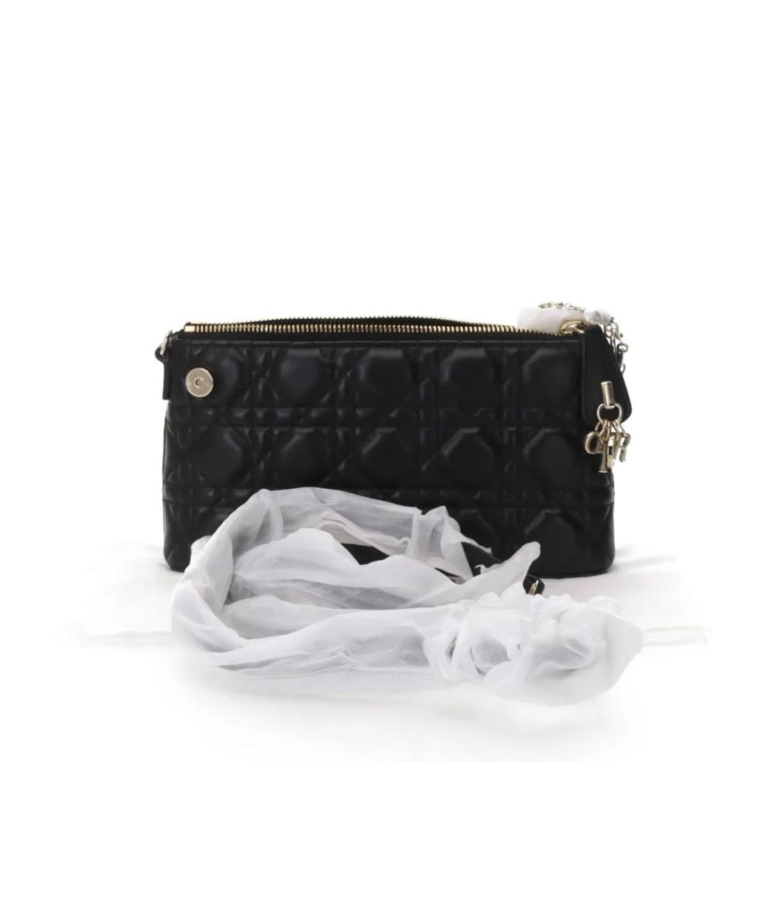 CHRISTIAN DIOR Черная кожаная сумка через плечо, фото 7