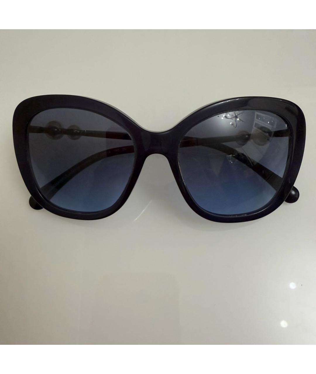 CHANEL Темно-синие пластиковые солнцезащитные очки, фото 9