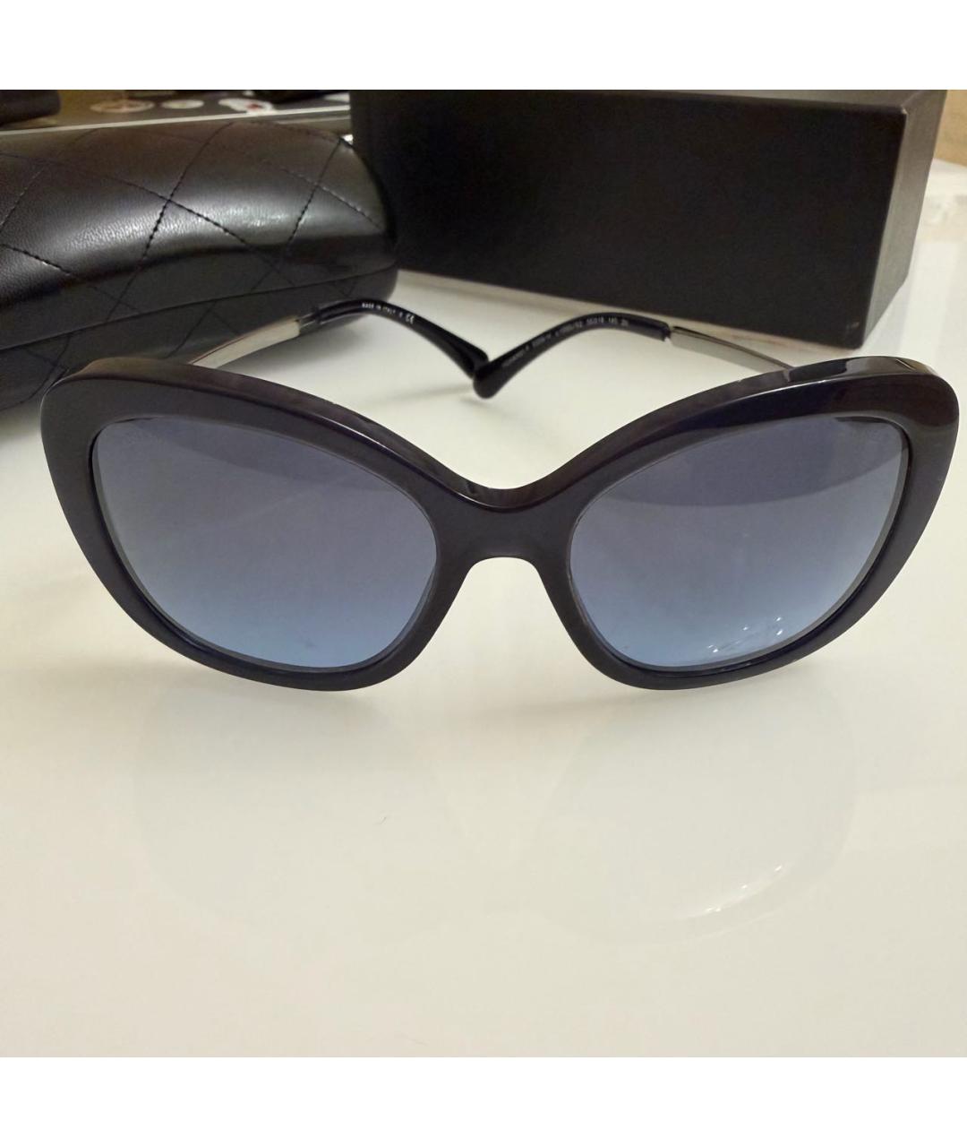 CHANEL Темно-синие пластиковые солнцезащитные очки, фото 7