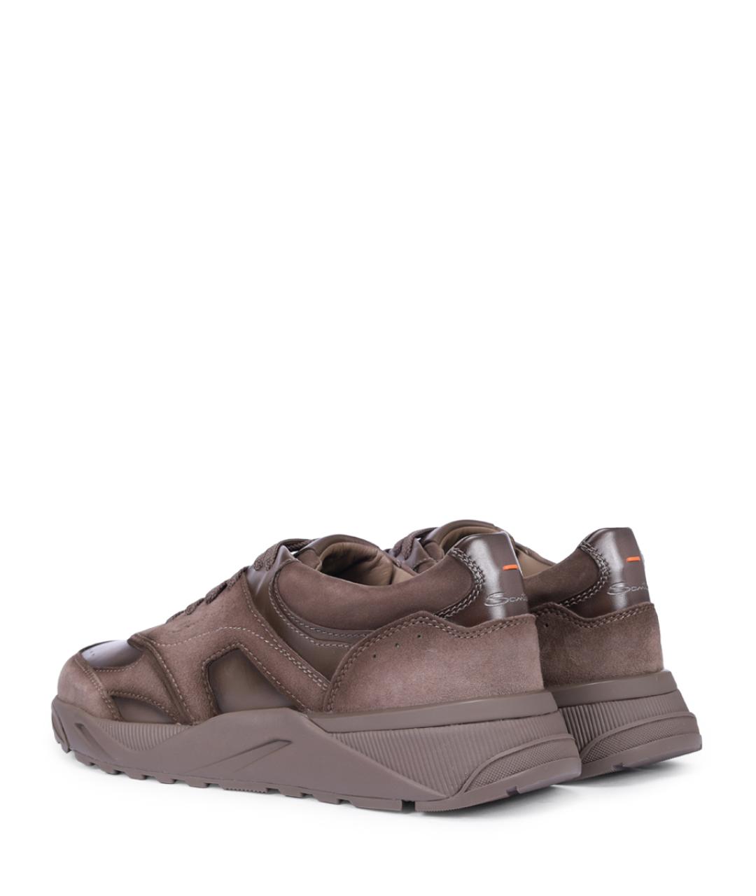 SANTONI Бежевые кожаные высокие кроссовки / кеды, фото 4