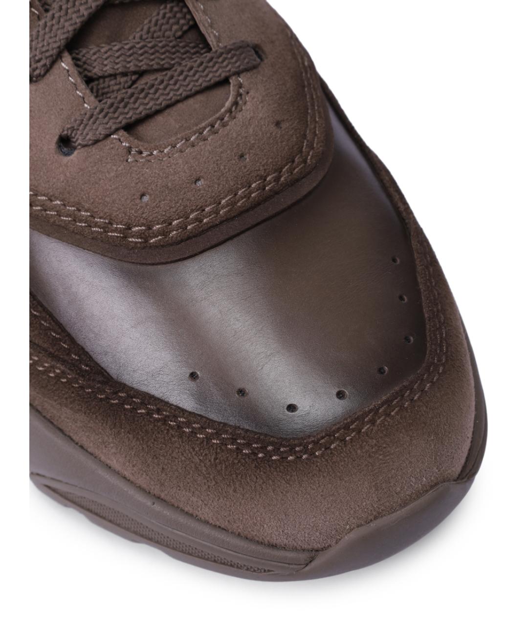 SANTONI Бежевые кожаные высокие кроссовки / кеды, фото 5