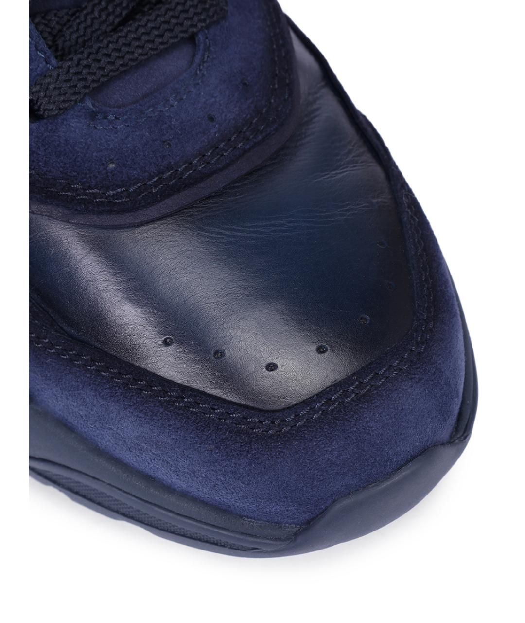 SANTONI Синие кожаные низкие кроссовки / кеды, фото 5