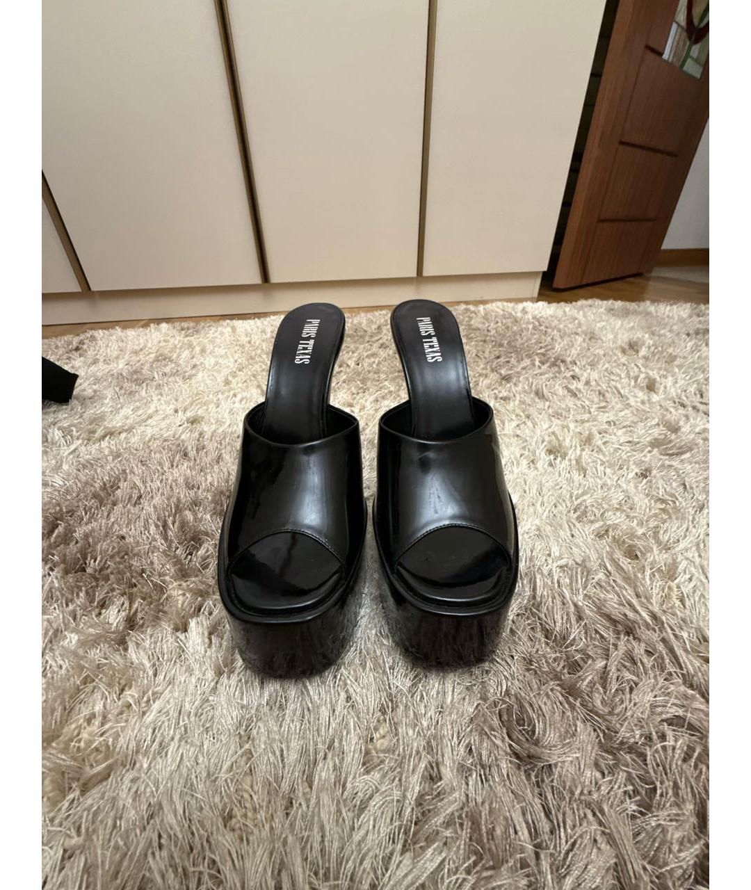 PARIS TEXAS Черные мюли из лакированной кожи, фото 2