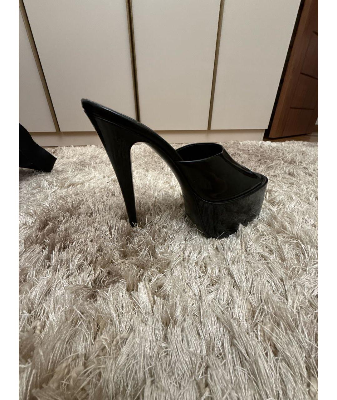 PARIS TEXAS Черные мюли из лакированной кожи, фото 8