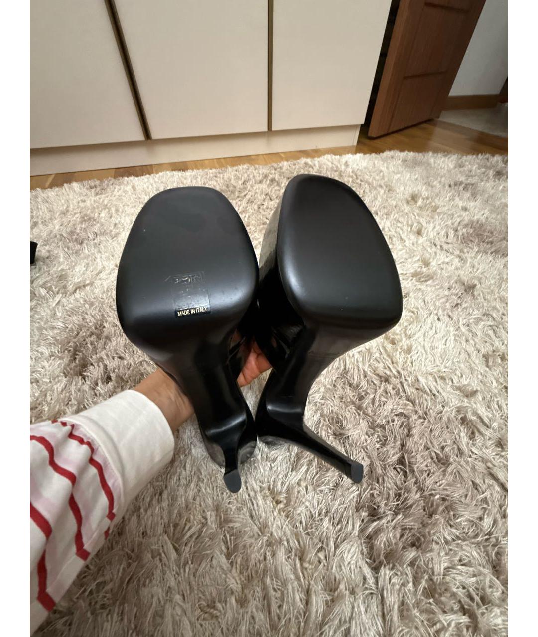 PARIS TEXAS Черные мюли из лакированной кожи, фото 5