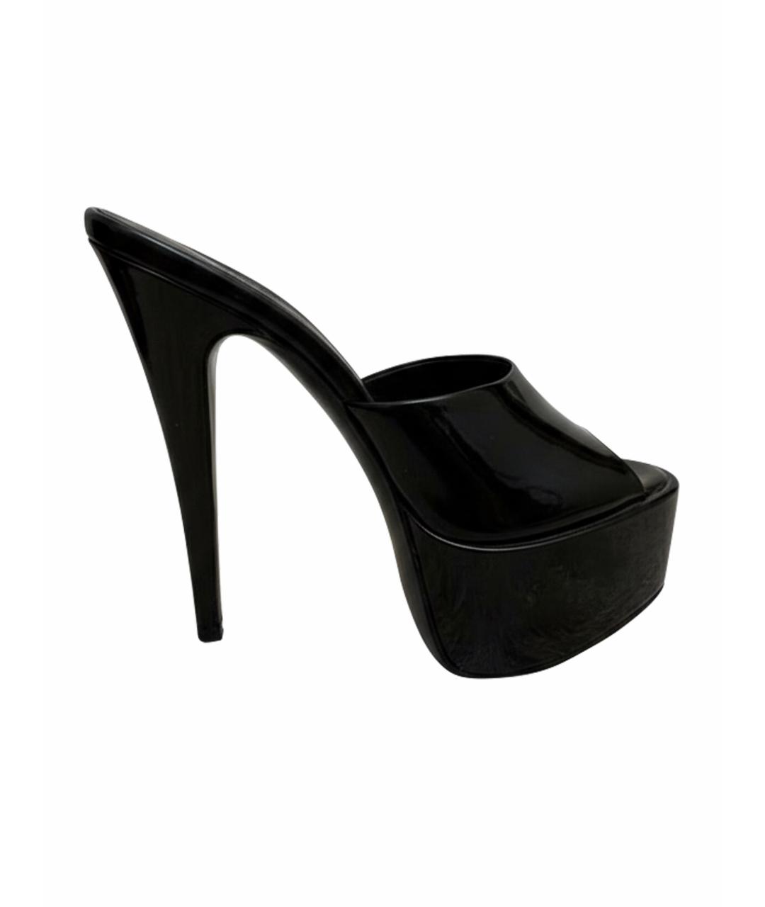 PARIS TEXAS Черные мюли из лакированной кожи, фото 1