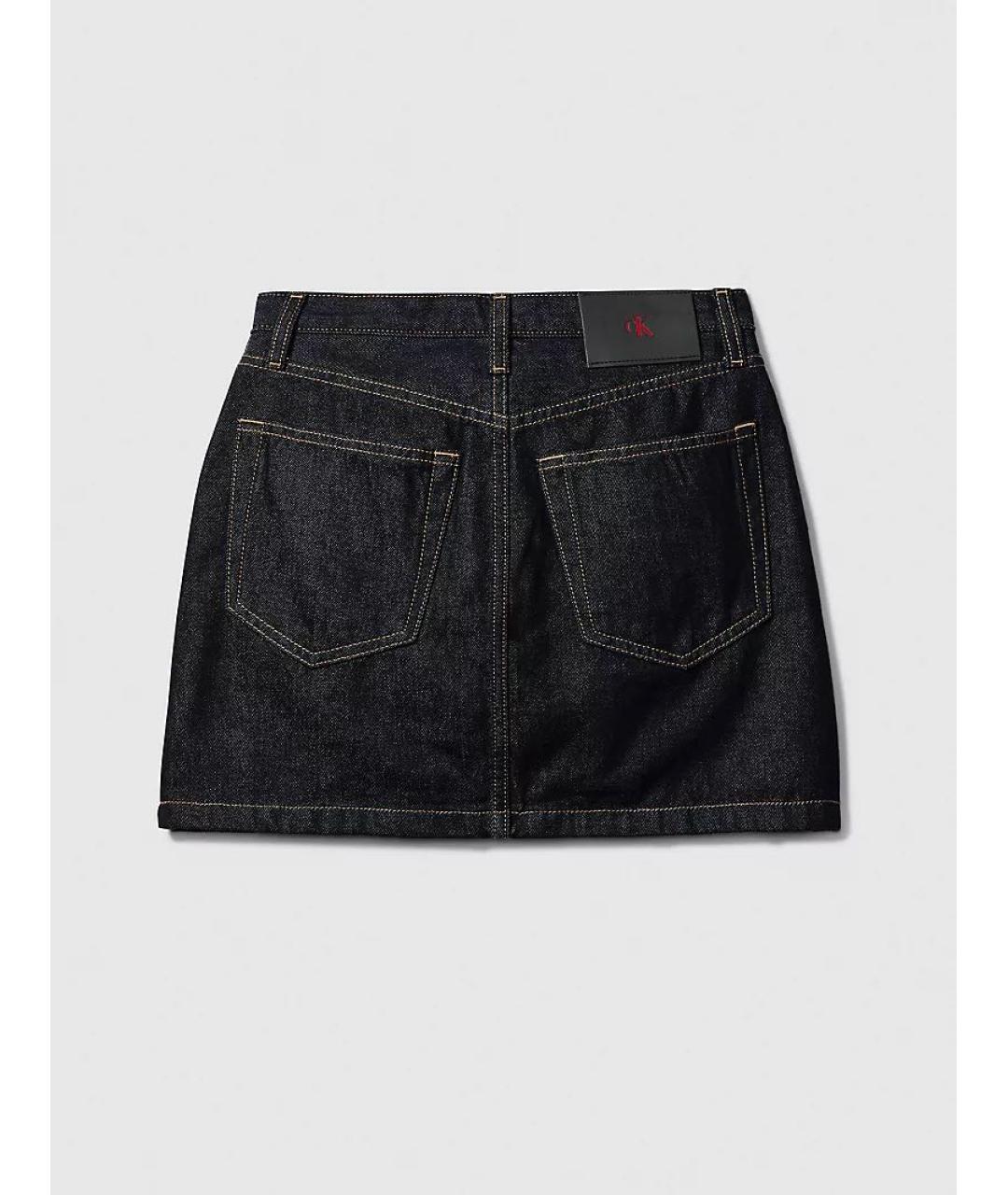 CALVIN KLEIN Темно-синяя деним юбка мини, фото 6