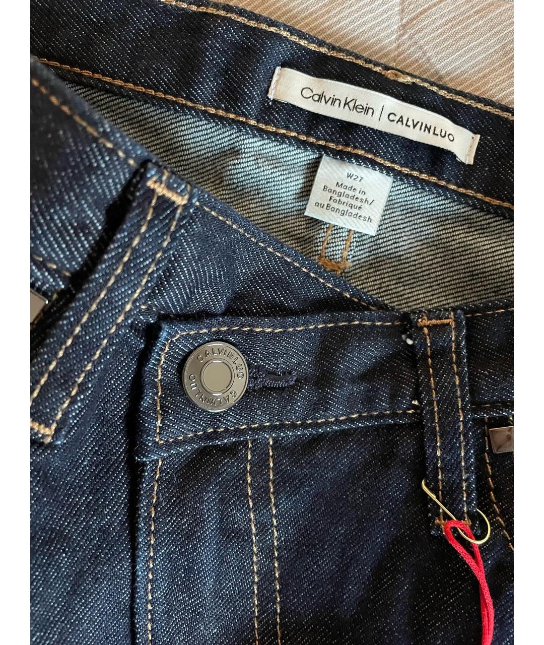 CALVIN KLEIN Темно-синяя деним юбка мини, фото 4