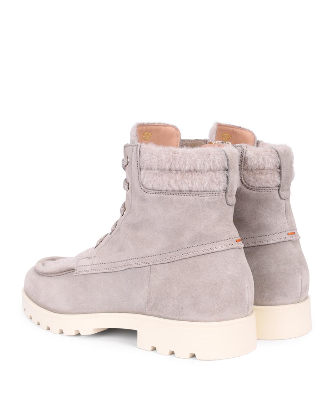 SANTONI Бежевые замшевые ботинки, фото 4