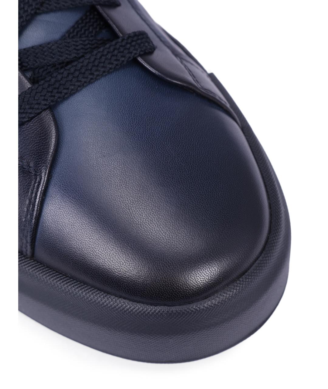 SANTONI Синие кожаные высокие кроссовки / кеды, фото 5