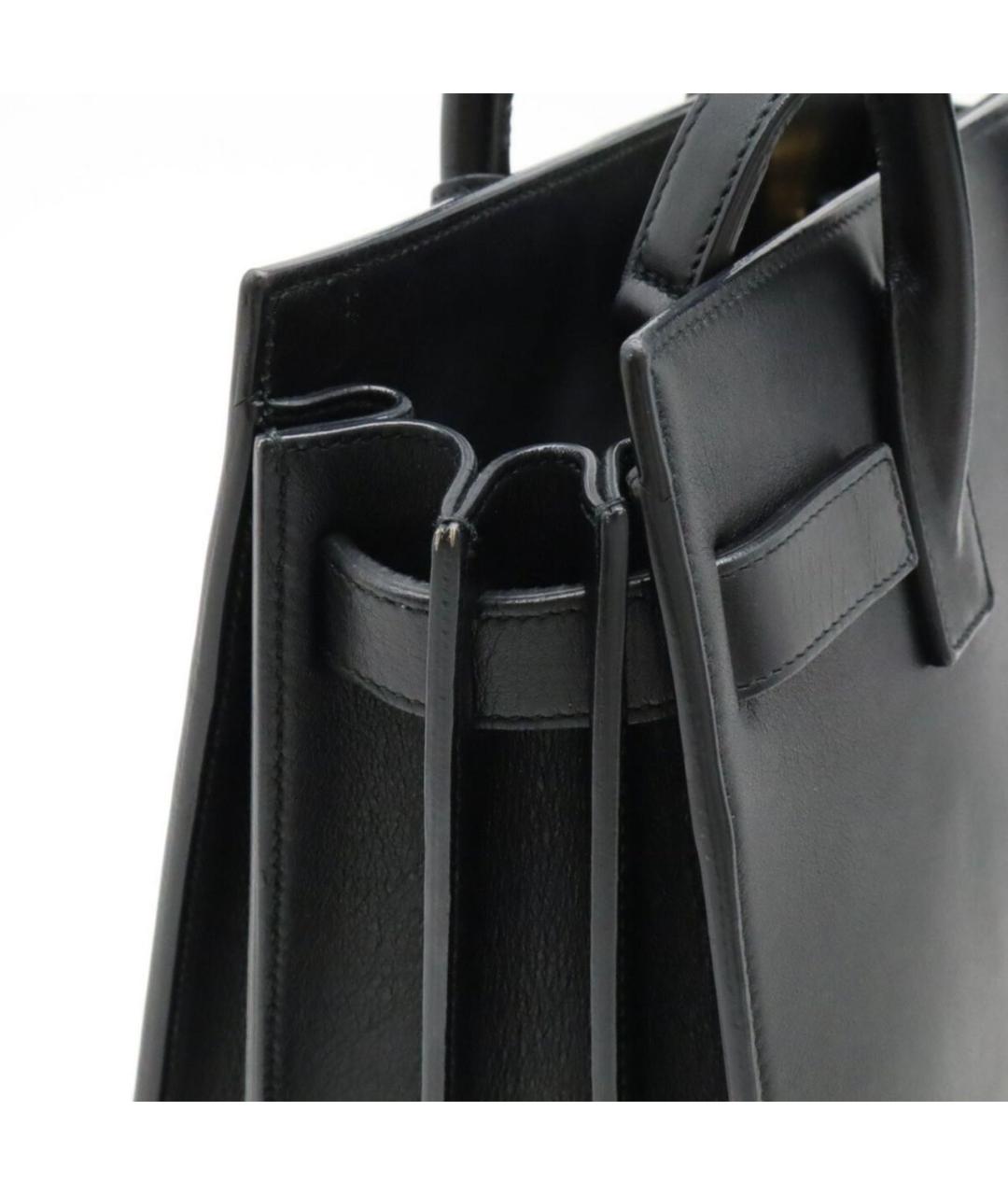 SAINT LAURENT Черная кожаная сумка тоут, фото 5