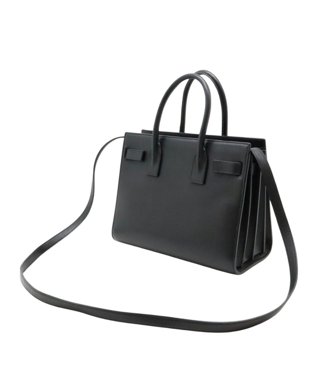 SAINT LAURENT Черная кожаная сумка тоут, фото 2