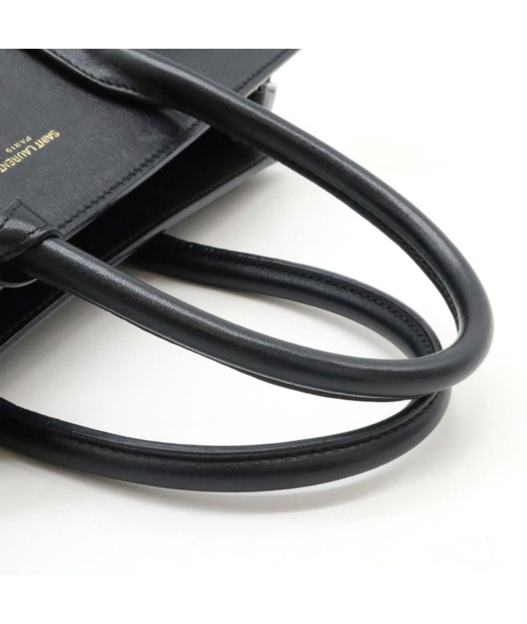 SAINT LAURENT Черная кожаная сумка тоут, фото 3