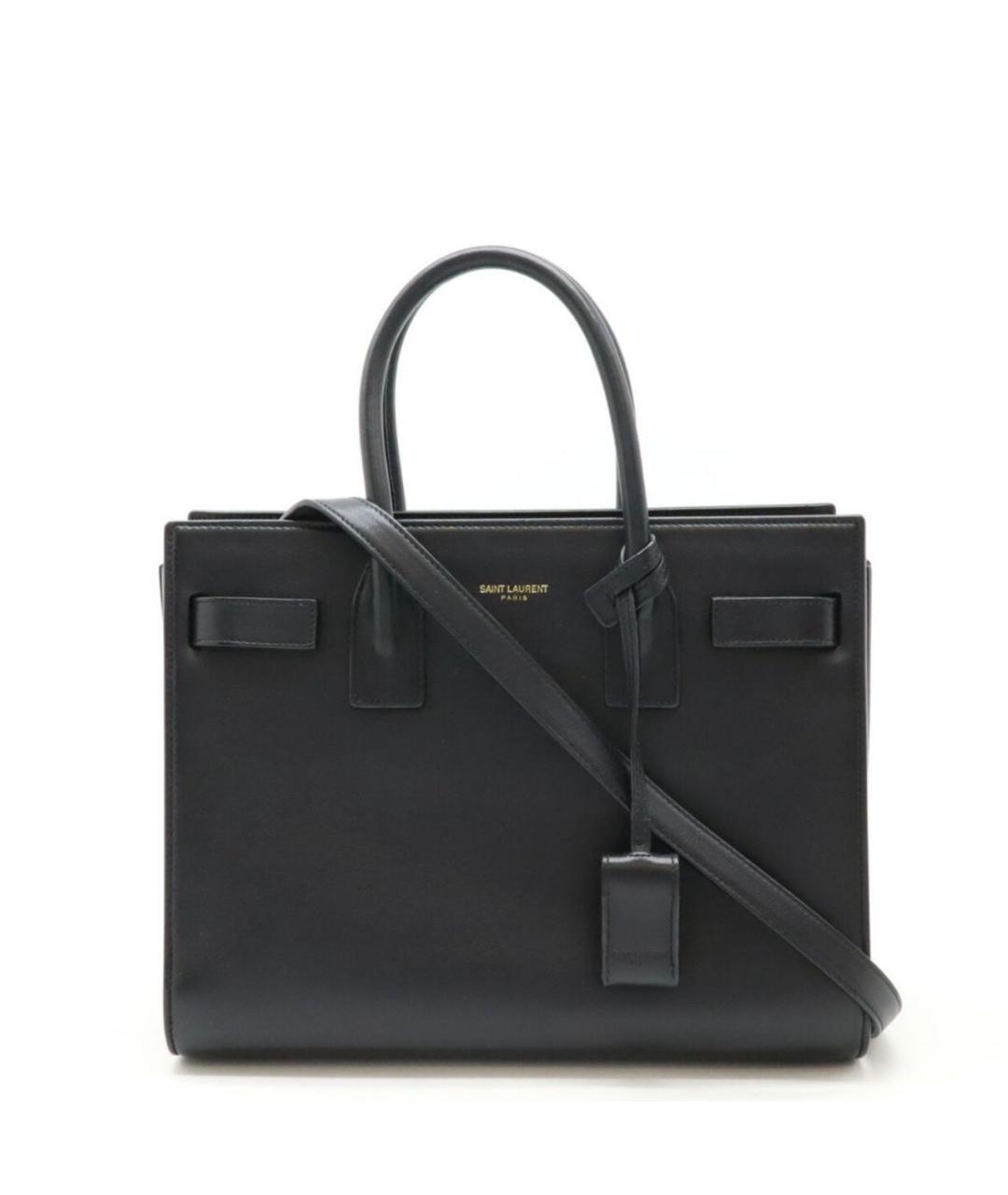 SAINT LAURENT Черная кожаная сумка тоут, фото 9