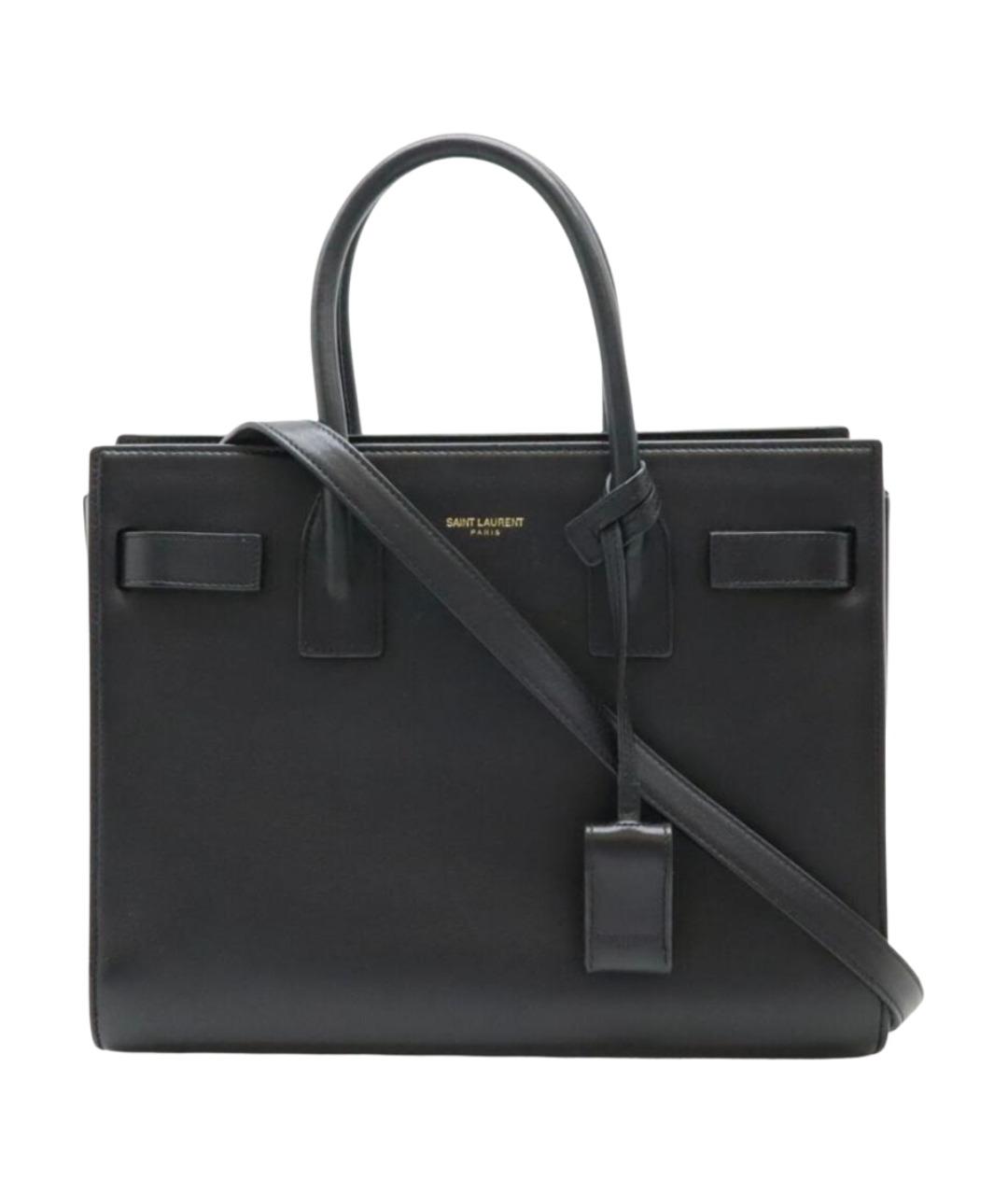 SAINT LAURENT Черная кожаная сумка тоут, фото 1