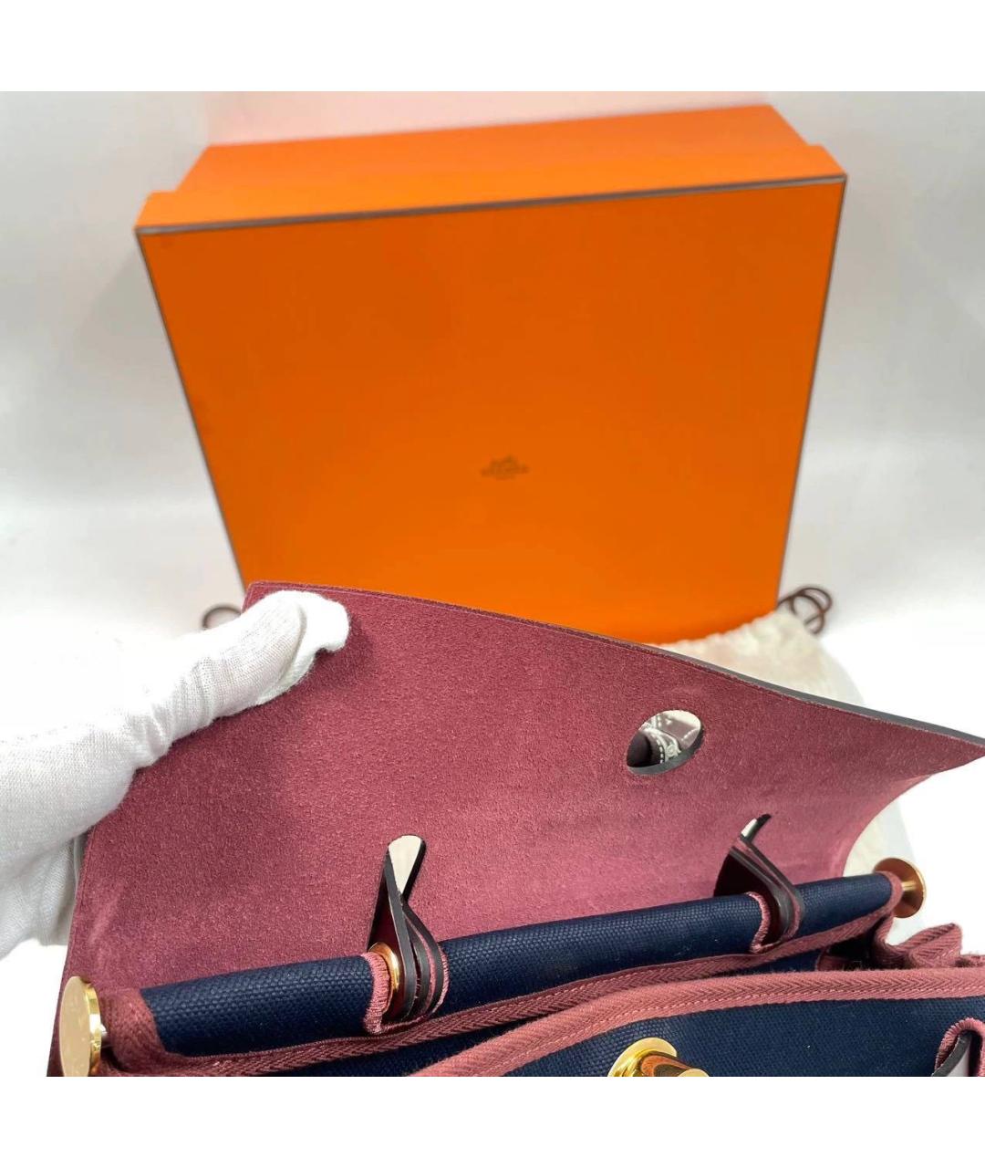 HERMES Темно-синяя сумка с короткими ручками, фото 3