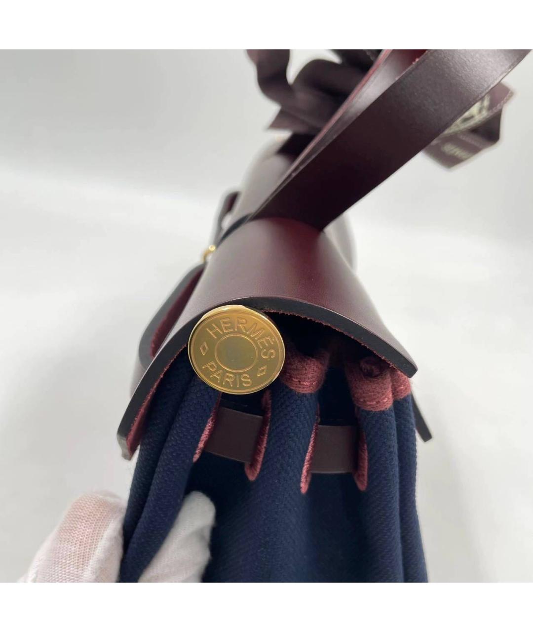 HERMES Темно-синяя сумка с короткими ручками, фото 4