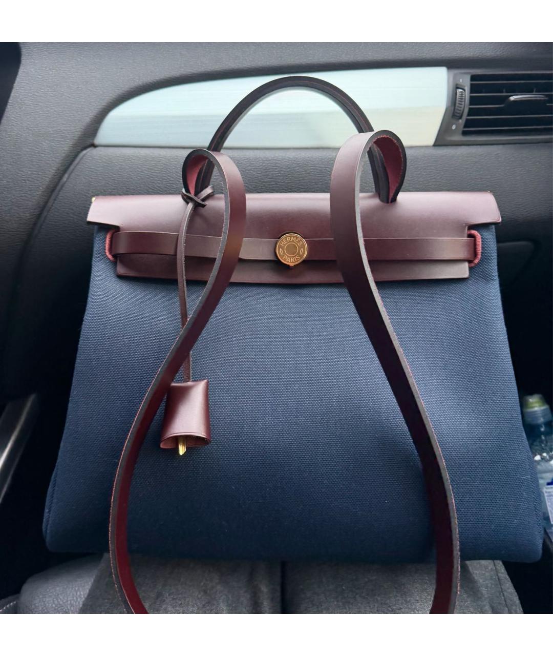 HERMES Темно-синяя сумка с короткими ручками, фото 5