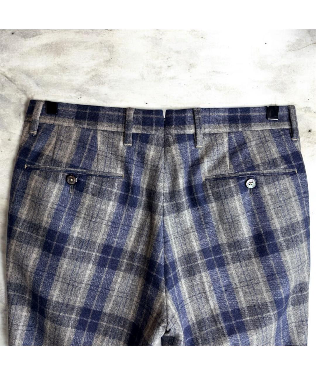 PT TORINO Темно-синие шерстяные классические брюки, фото 5