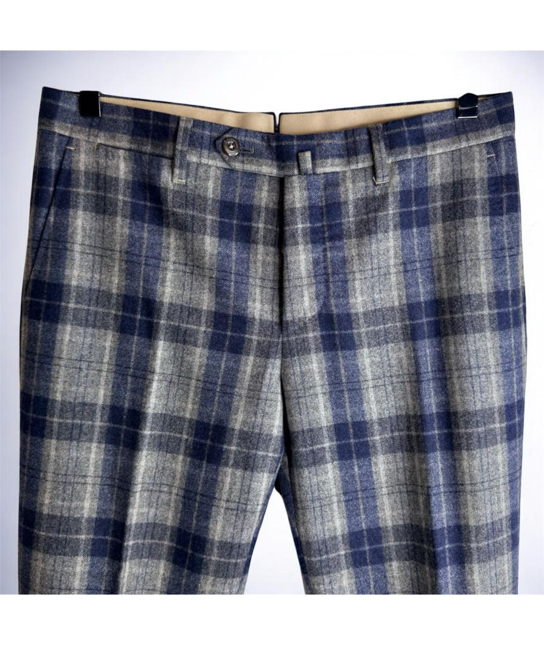 PT TORINO Темно-синие шерстяные классические брюки, фото 2