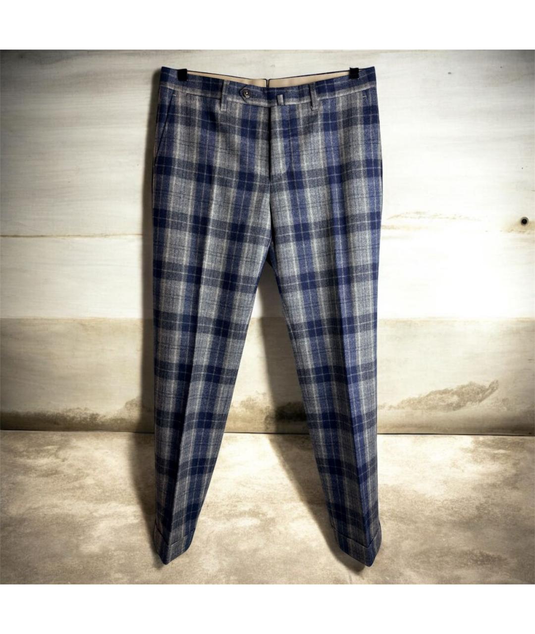 PT TORINO Темно-синие шерстяные классические брюки, фото 9