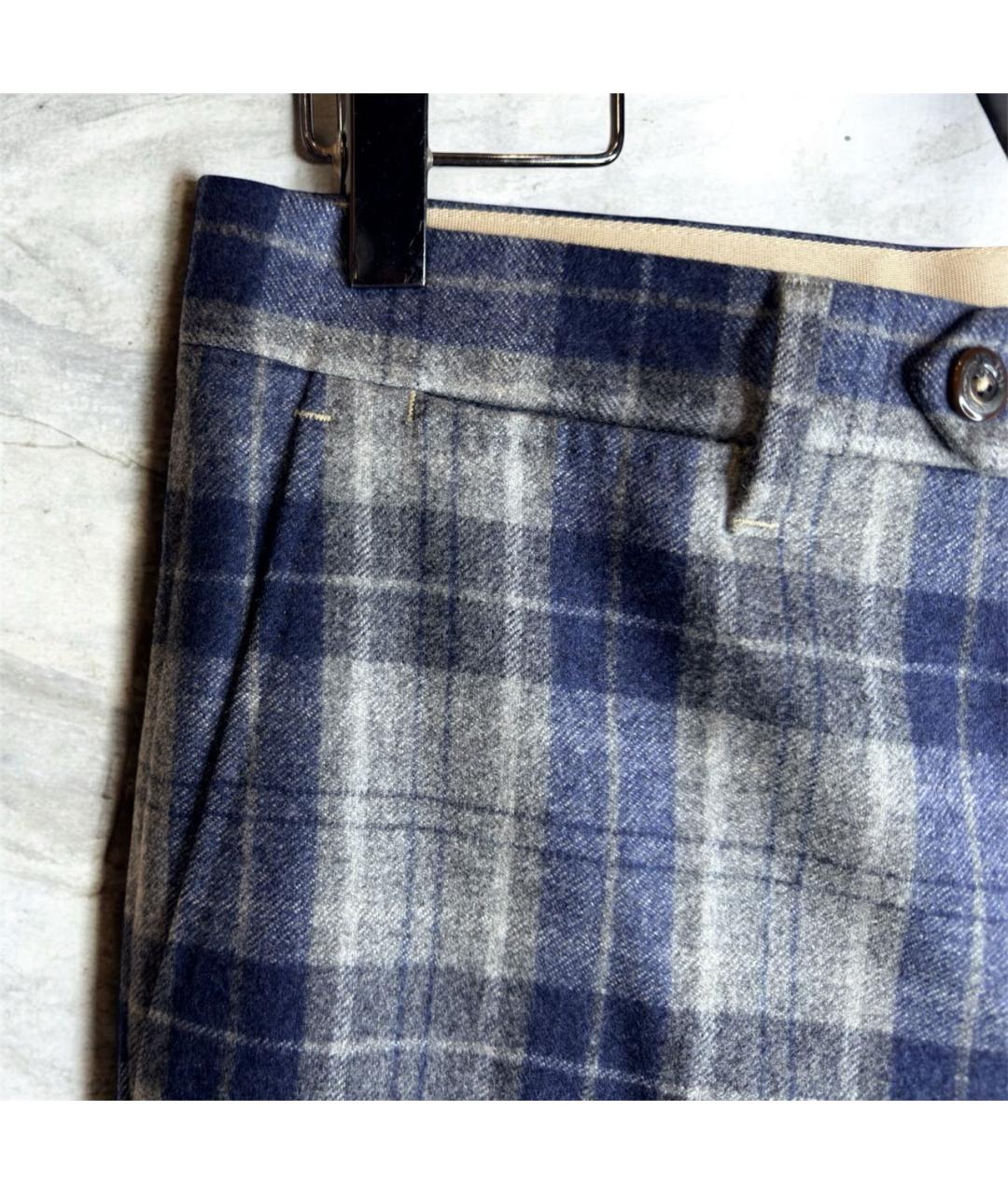 PT TORINO Темно-синие шерстяные классические брюки, фото 3