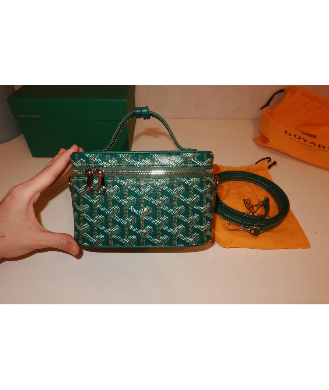 GOYARD Зеленая сумка с короткими ручками из искусственной кожи, фото 5