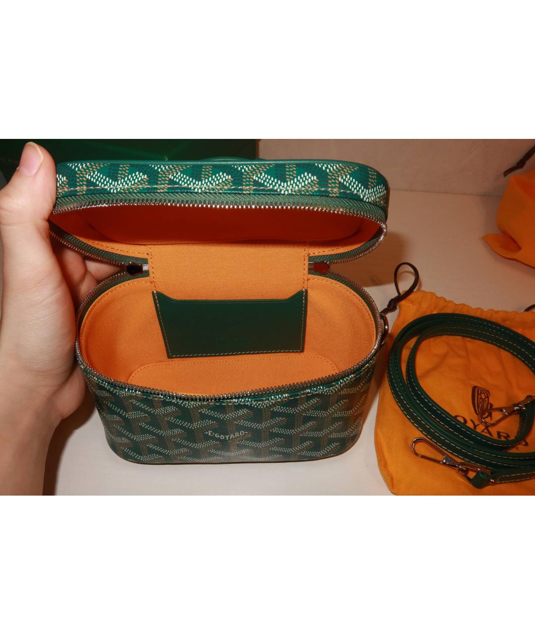 GOYARD Зеленая сумка с короткими ручками из искусственной кожи, фото 4