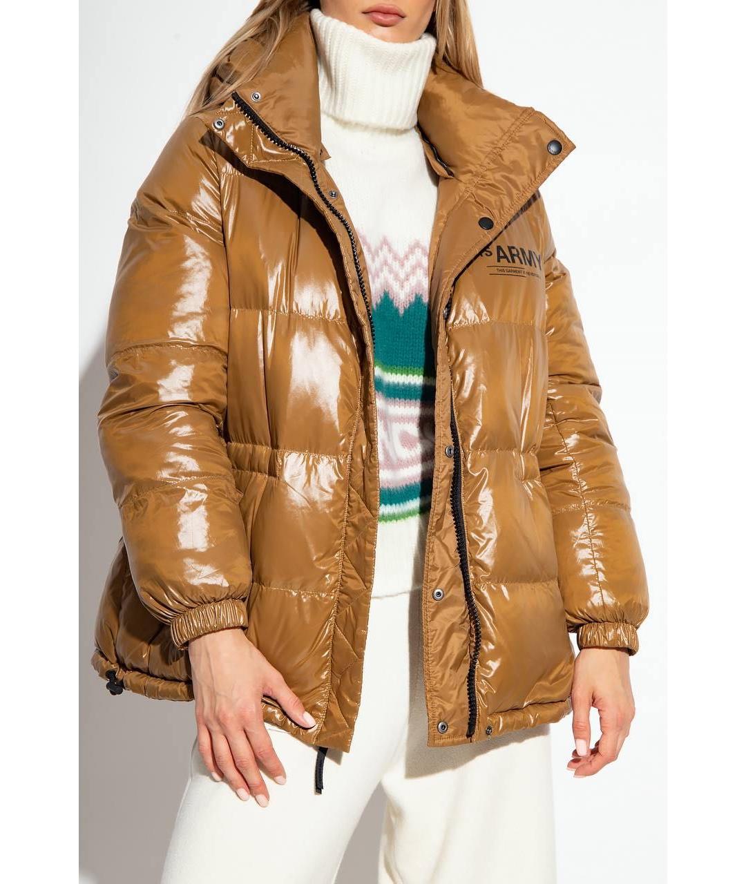 ARMY YVES SALOMON Коричневый полиэстеровый пуховик, фото 4