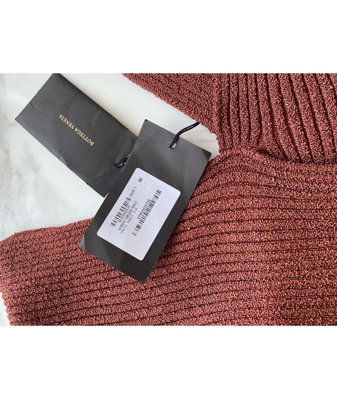 BOTTEGA VENETA Коричневое вискозное повседневное платье, фото 2