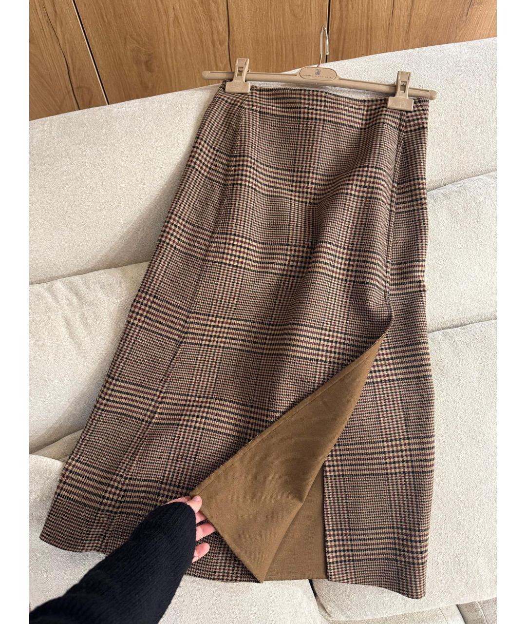 LORO PIANA Коричневая юбка миди, фото 2