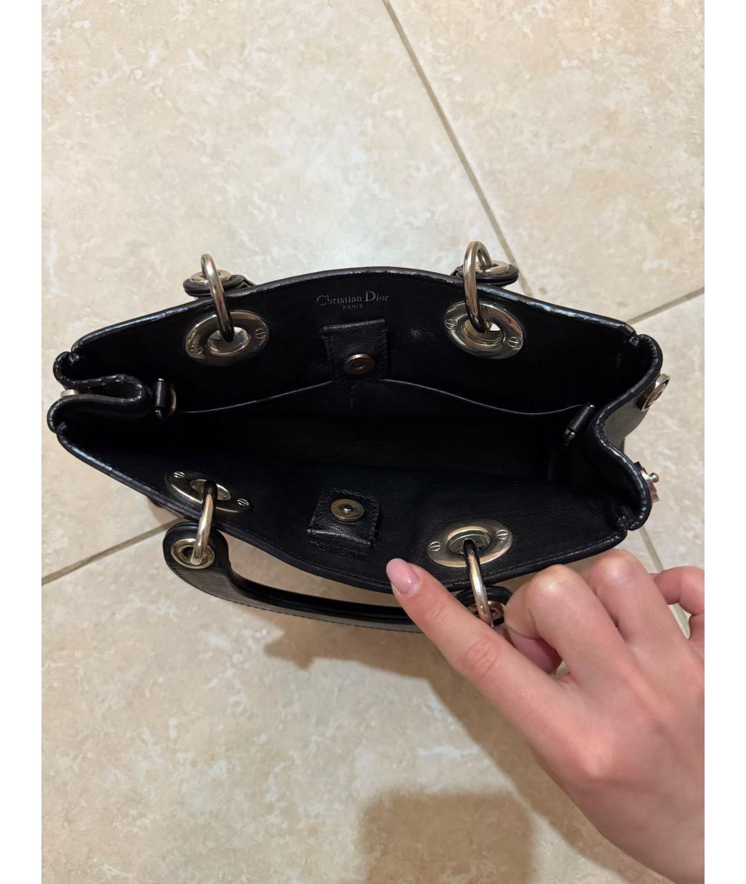 CHRISTIAN DIOR Черная кожаная сумка с короткими ручками, фото 4