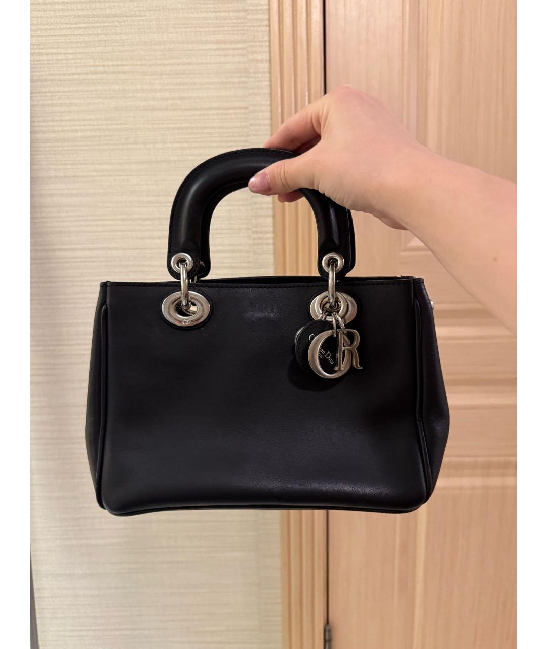 CHRISTIAN DIOR Черная кожаная сумка с короткими ручками, фото 5