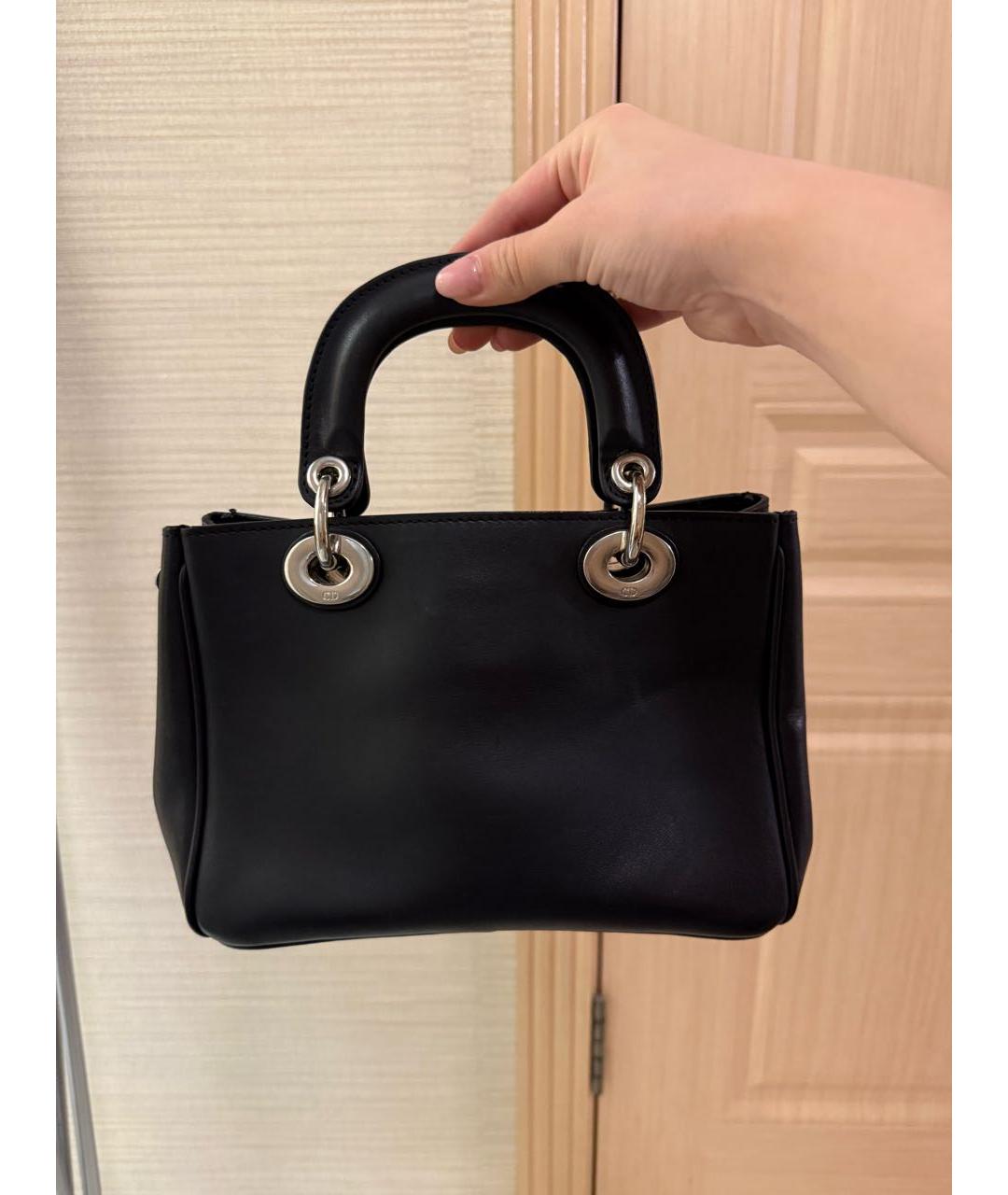 CHRISTIAN DIOR Черная кожаная сумка с короткими ручками, фото 3