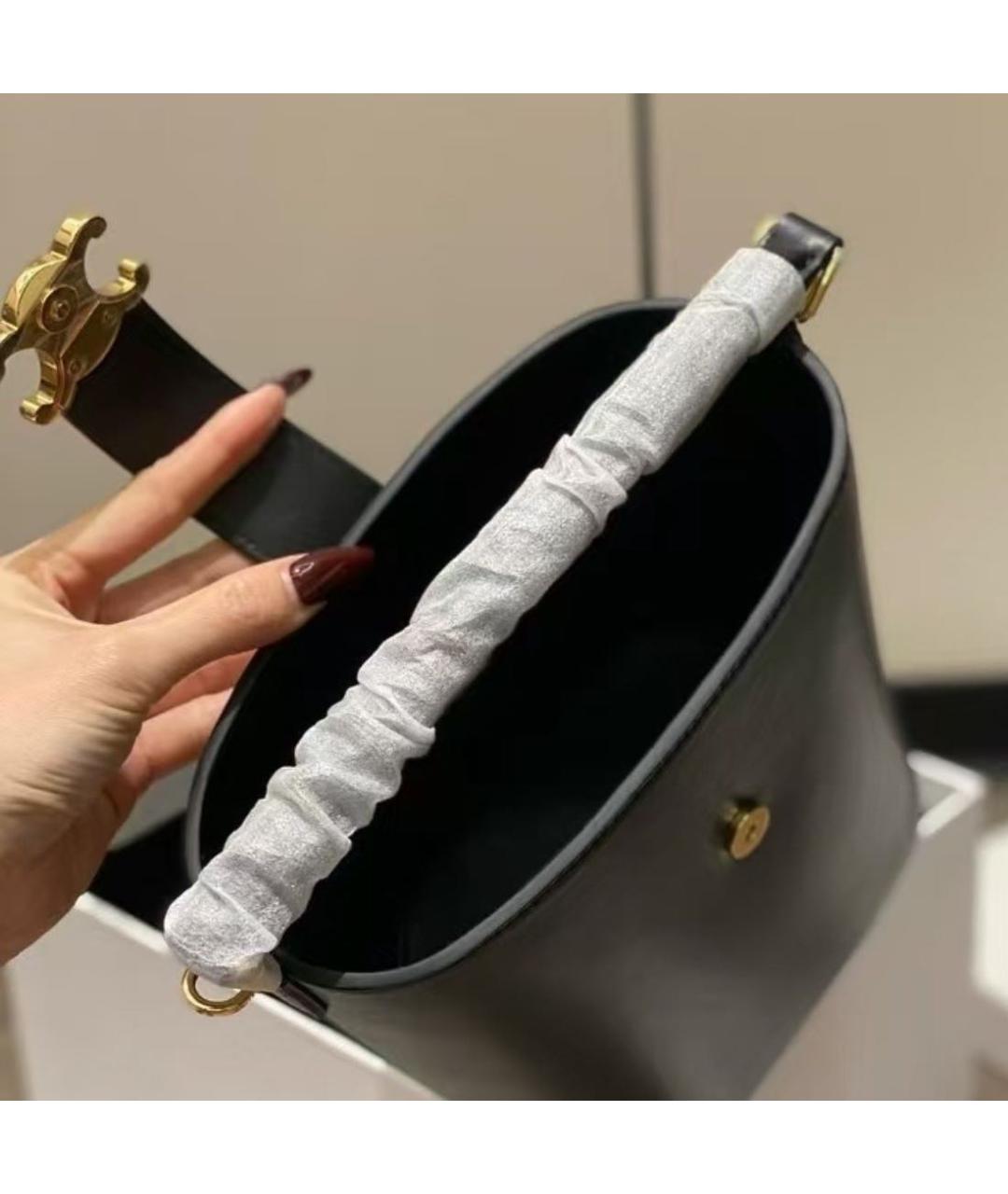 CELINE Черная кожаная сумка с короткими ручками, фото 7