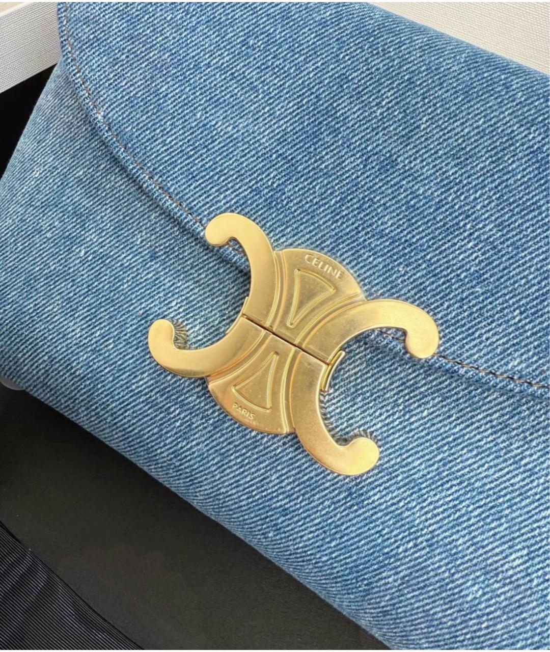 CELINE Синяя деним сумка с короткими ручками, фото 8