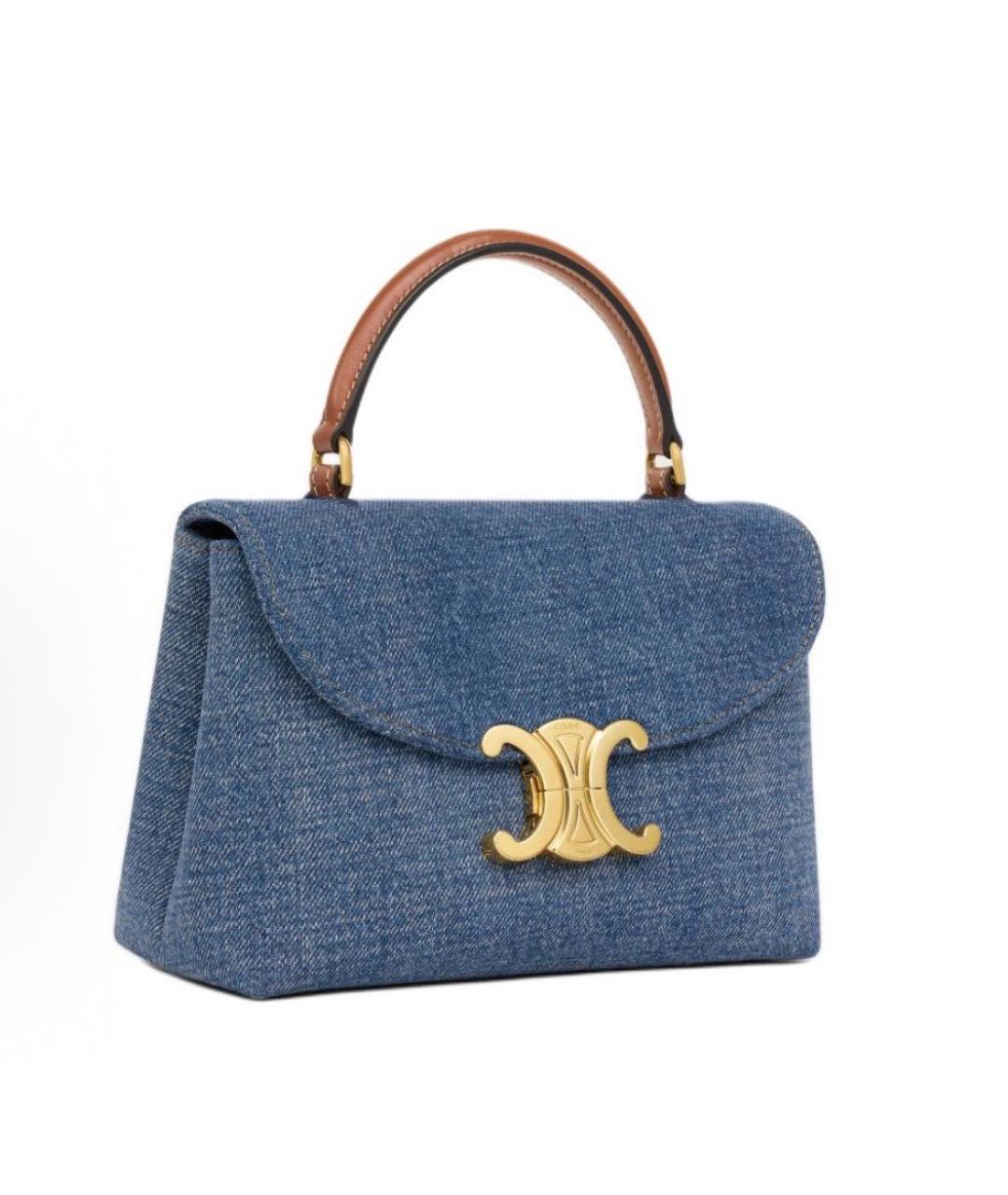 CELINE Синяя деним сумка с короткими ручками, фото 2