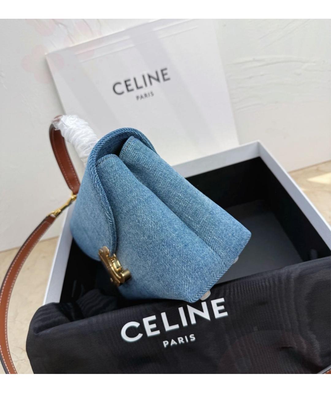 CELINE Синяя деним сумка с короткими ручками, фото 7