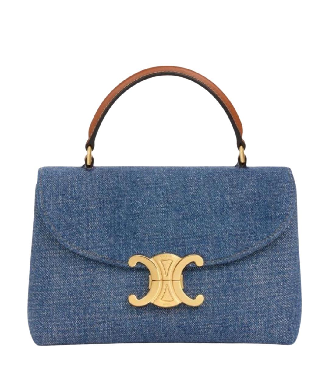 CELINE Синяя деним сумка с короткими ручками, фото 1