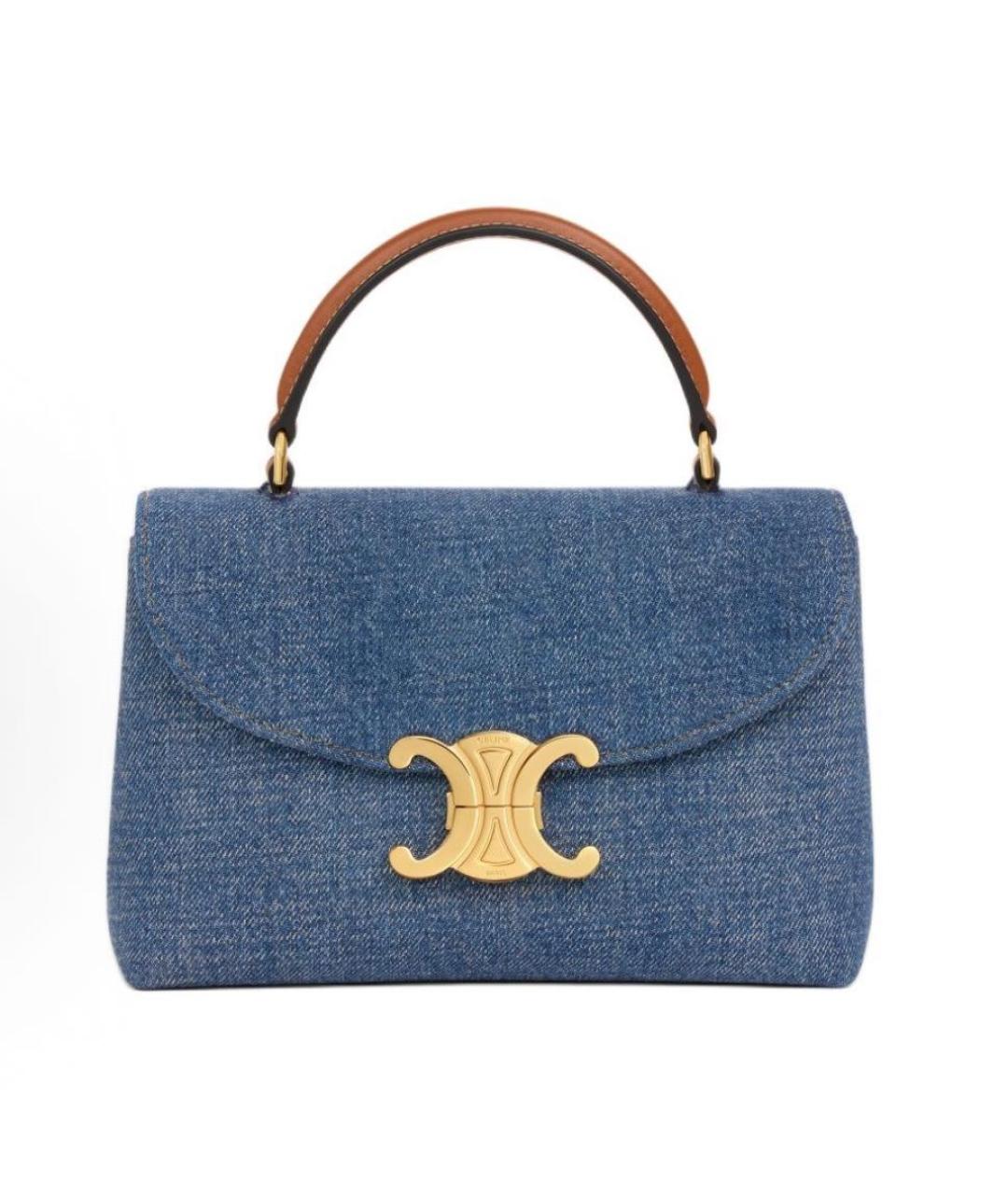 CELINE Синяя деним сумка с короткими ручками, фото 9