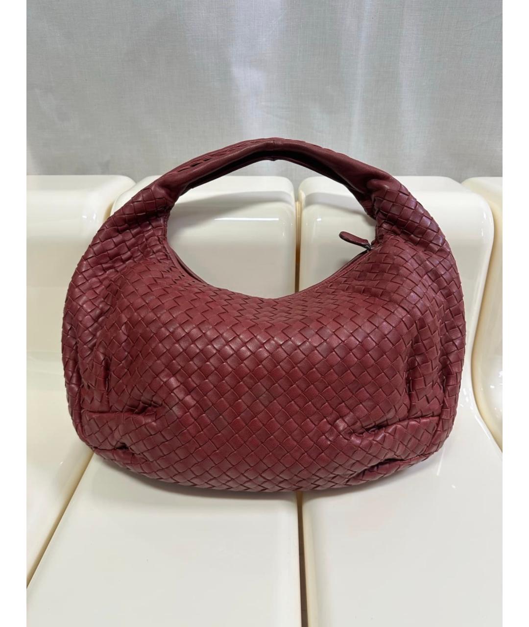 BOTTEGA VENETA Бордовая кожаная сумка с короткими ручками, фото 5