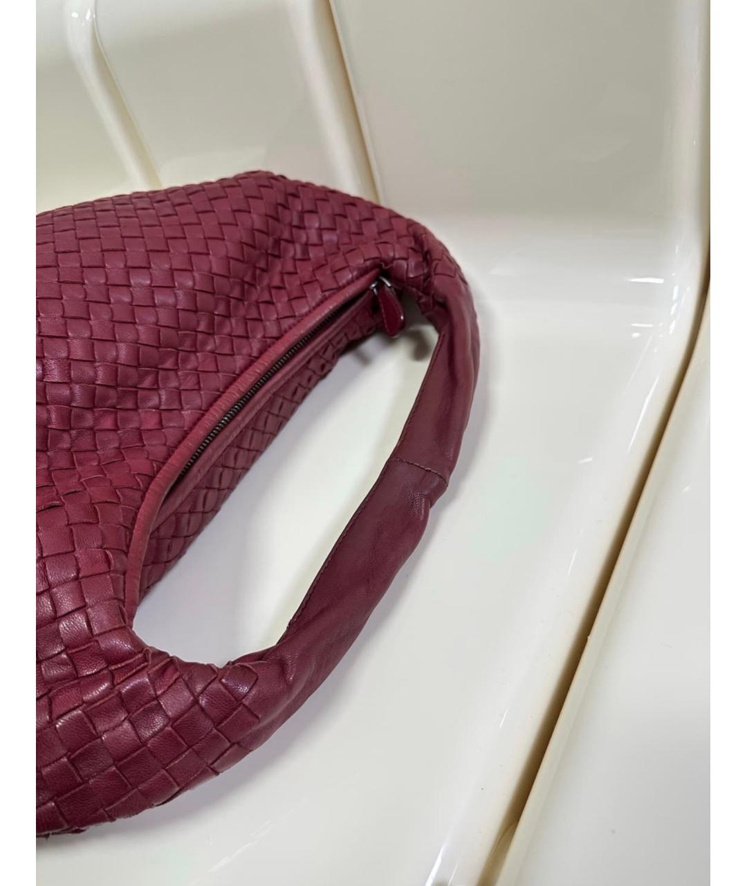 BOTTEGA VENETA Бордовая кожаная сумка с короткими ручками, фото 6