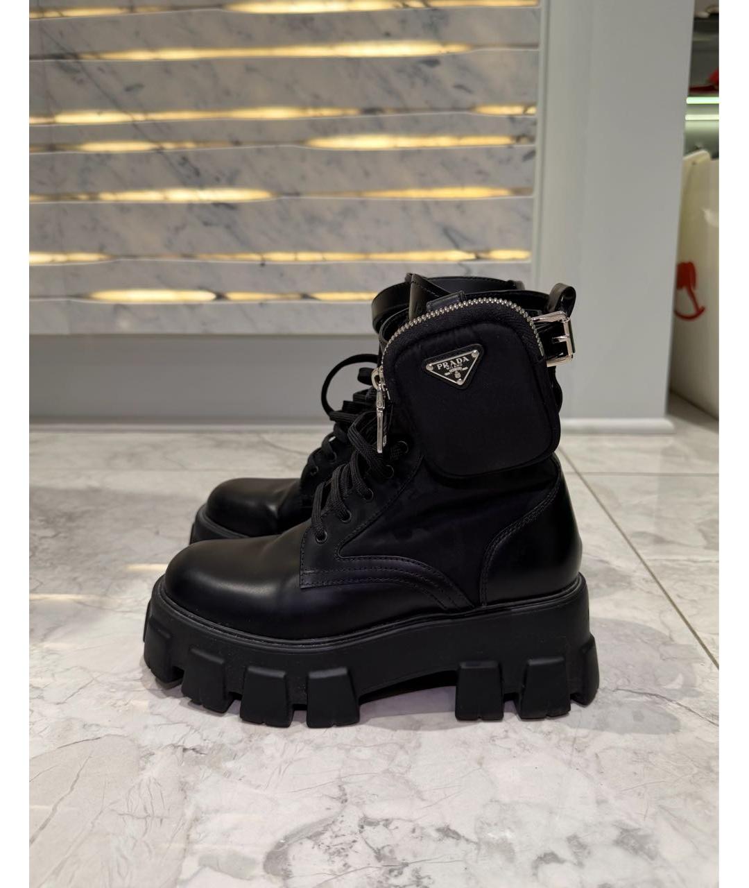 PRADA Черные кожаные ботинки, фото 7