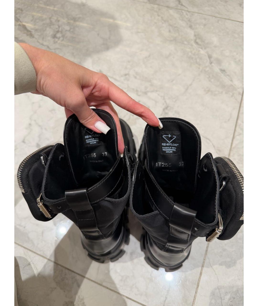 PRADA Черные кожаные ботинки, фото 4