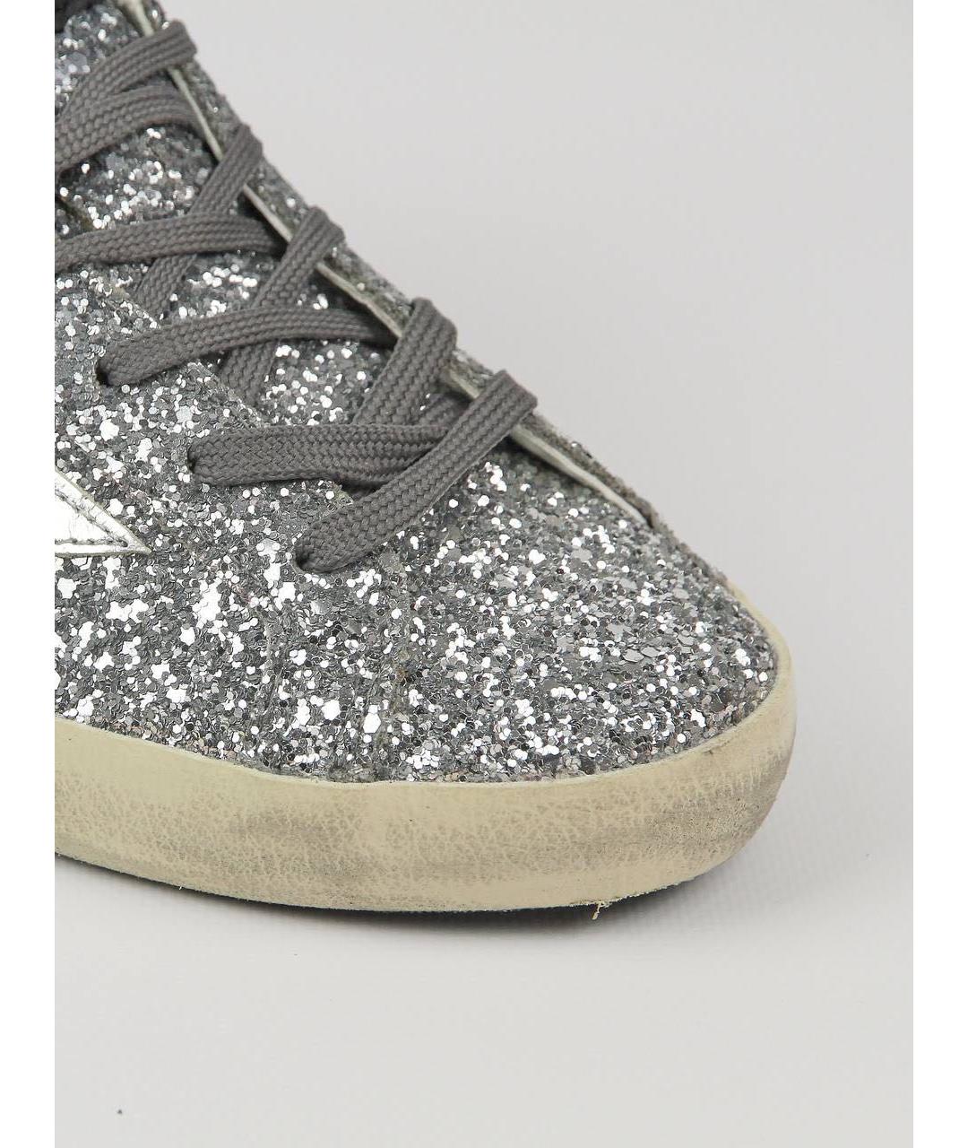 GOLDEN GOOSE DELUXE BRAND Серебряные кожаные кеды, фото 5