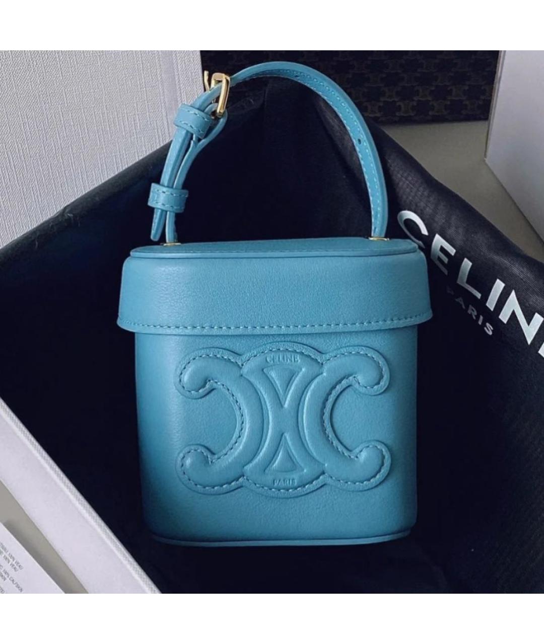 CELINE Голубая кожаная сумка через плечо, фото 7