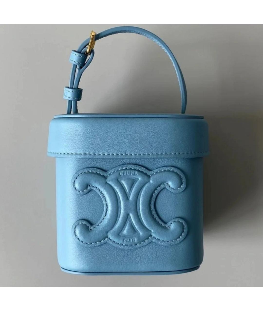 CELINE Голубая кожаная сумка через плечо, фото 8